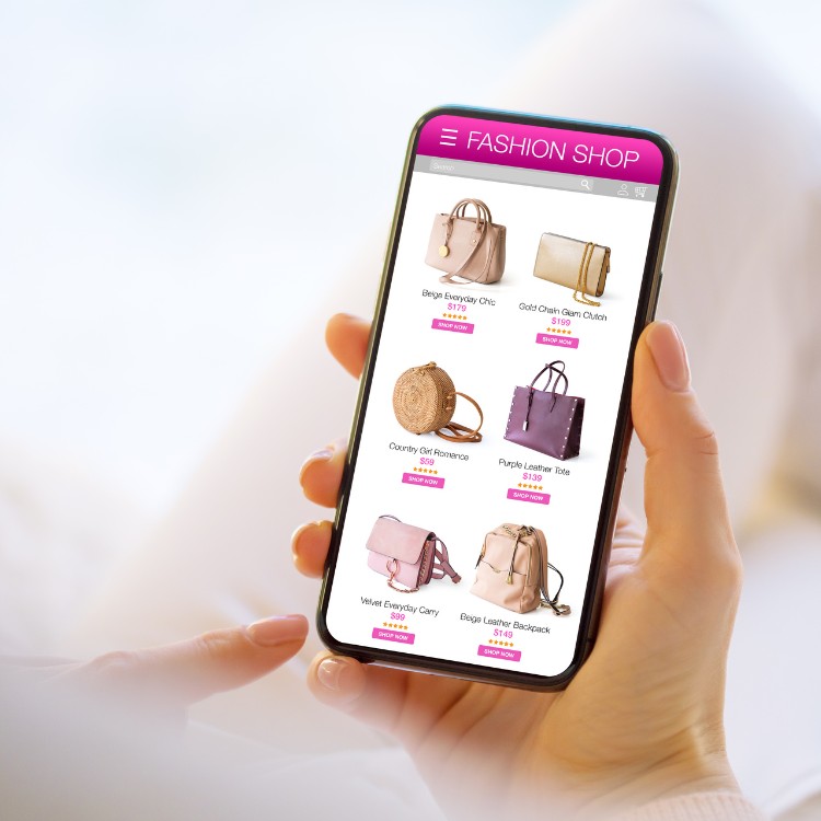 Person with phone in hand wants to make an online purchase