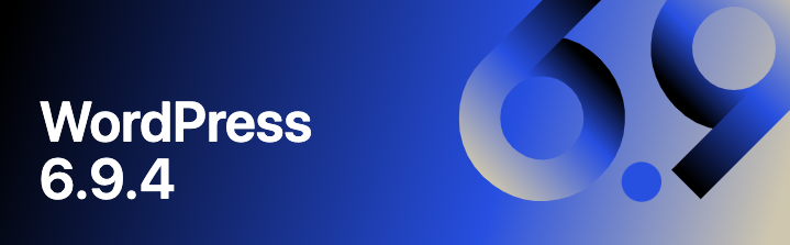 scritta WordPress 6.9.4 su fondo blu