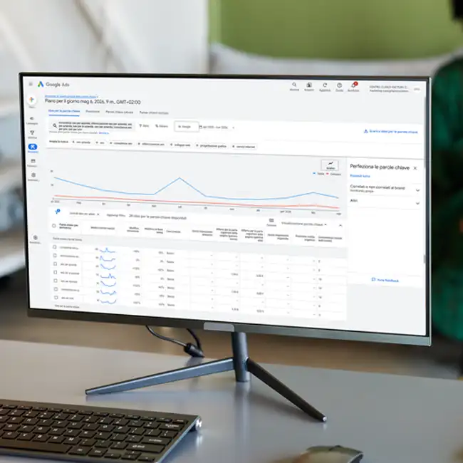 Google ADS interface displayed on a computer in an office