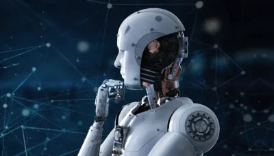 robot umanoide che sta pensando