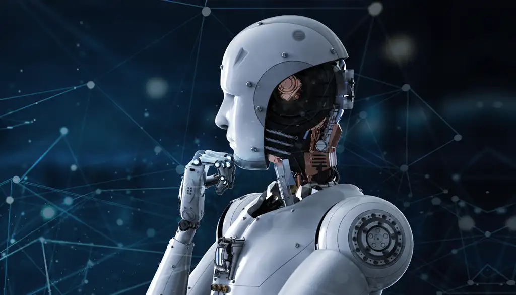 robot umanoide che sta pensando