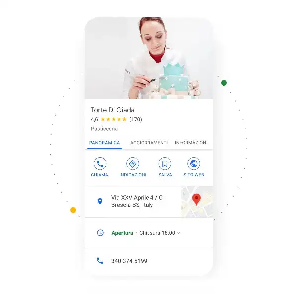 esempio di scheda Google business collegata a Google Maps