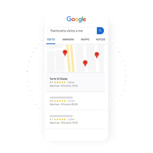 anteprima delle schede di Google Business collegate a Google Maps