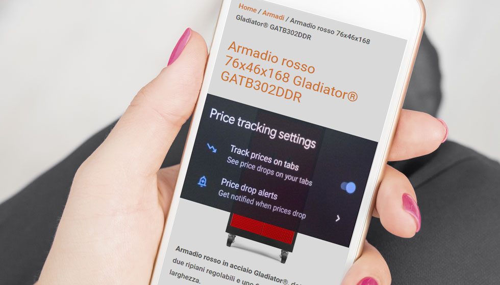 Price tracking di Google Chrome relativo il monitoraggio dei prezzi