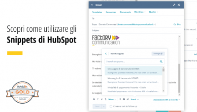 Utilizza gli Snippets di HubSpot per velocizzare il tuo lavoro