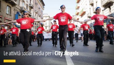 Riteniamo le attività di CSR Corporate Social Responsibility fondamentali per la giusta comunicazione ed integrazione dell'Azienda nella Comunità. Quest'anno abbiamo deciso di sostenere i City Angels, realizzando per loro alcune attività a supporto della loro Strategia Social. In questa fotografia i City Angels sfilano a Milano